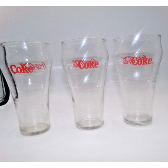 Vintage Coca-Cola Coke Soda Fountain Glass Red Double SIded Logo Red Letter Coke - Picture 6 of 16